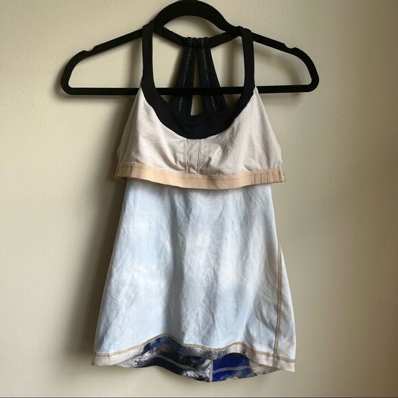 Lululemon tank top scoop me up blue black white EUC size 4 - Picture 9 of 13
